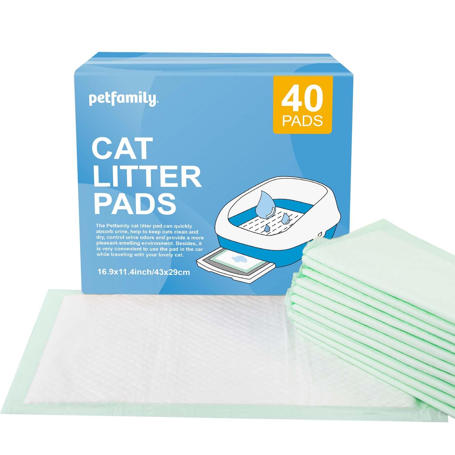 Petfamily tampon litière absorption rapide, maintien au sec du chat et propreté du bac