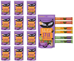 Boîte Pet Faves Tiki Cat Stix avec 72 sticks, pratique pour portions individuelles.