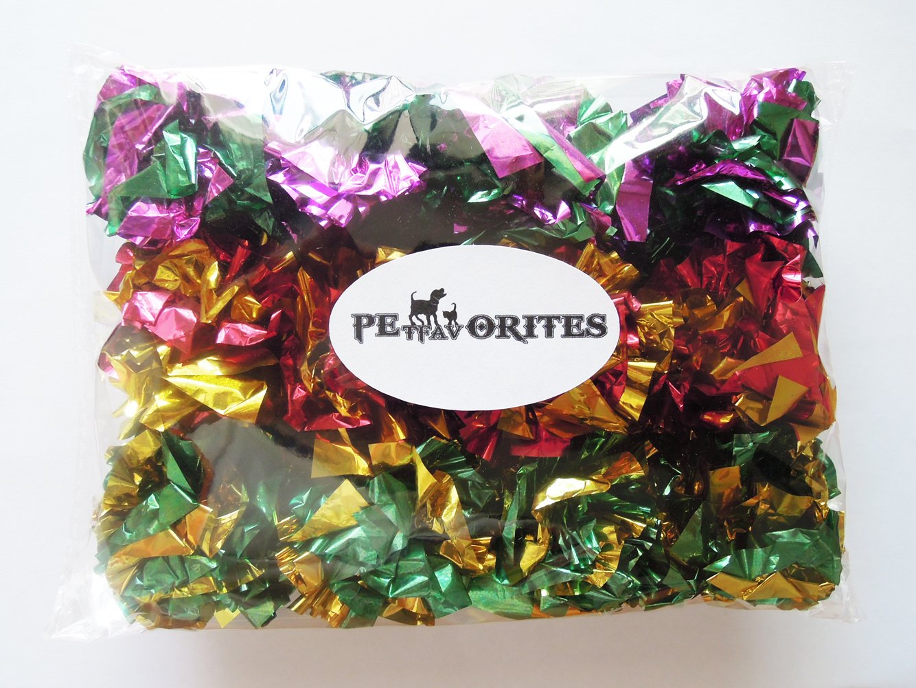 PETFAVORITES balle crinkle rouge-or — balles lumineuses pour la poursuite.