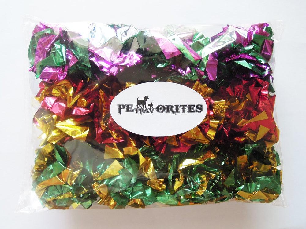 PETFAVORITES balle crinkle rouge-or — balles lumineuses pour la poursuite.