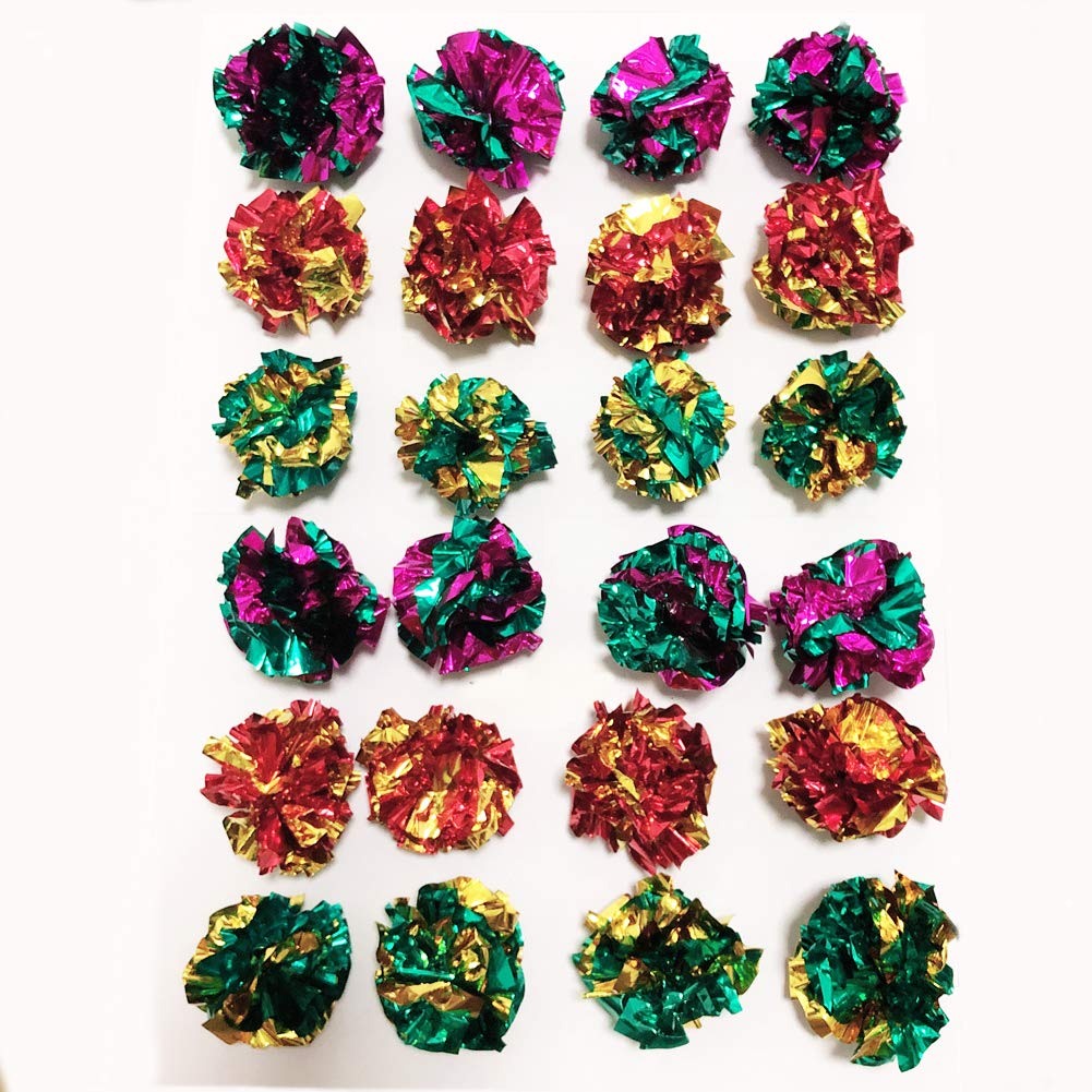 Boules PETFAVORITES Mylar qui crissent violet et vert, stimulent le jeu