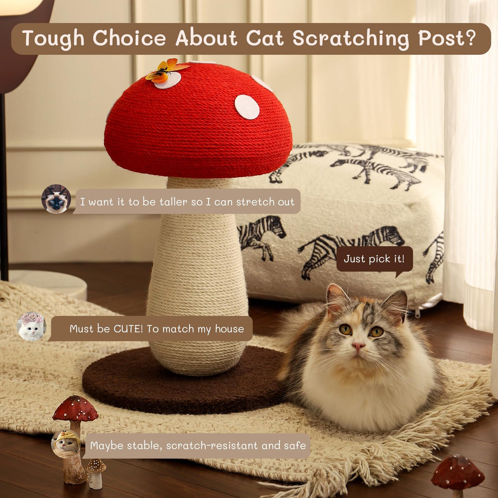PETFROH arbre-chat champignon rouge pour jeux et repos sécurisés