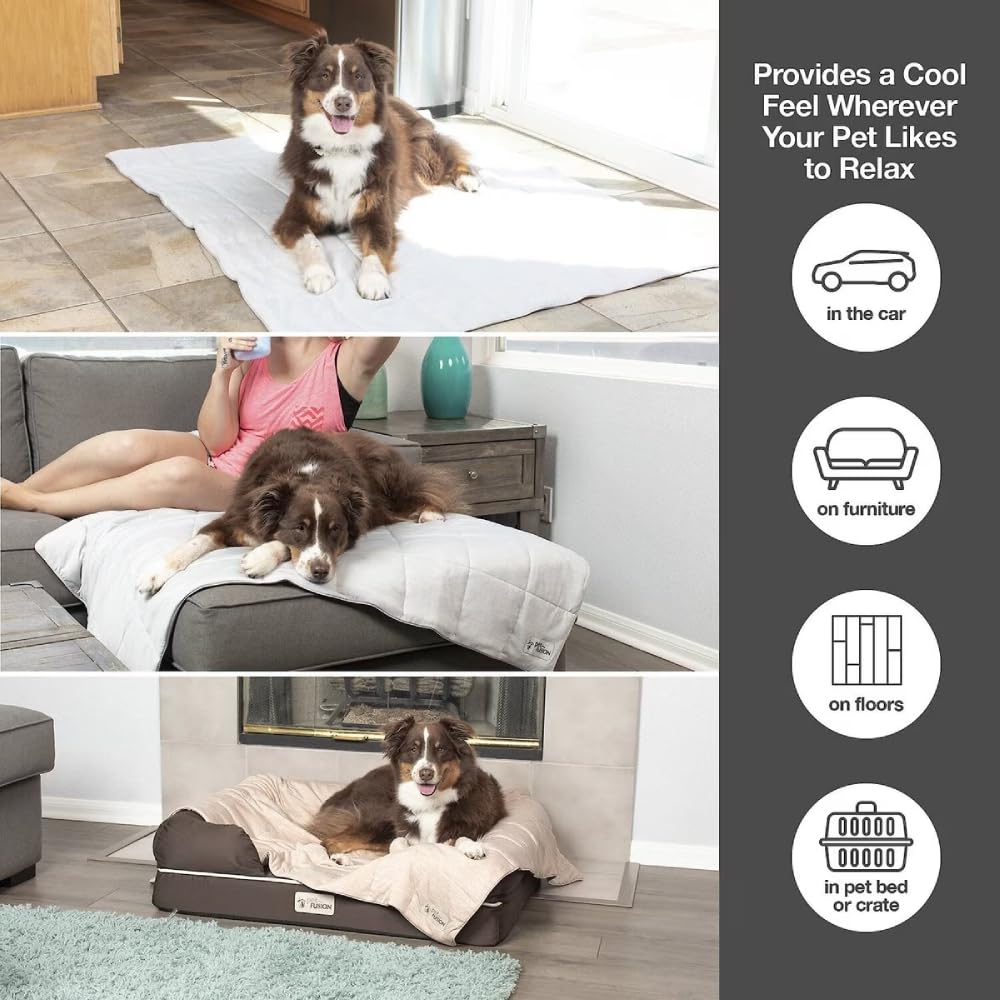 PetFusion couverture dans caisse de transport, fraîcheur en déplacement.