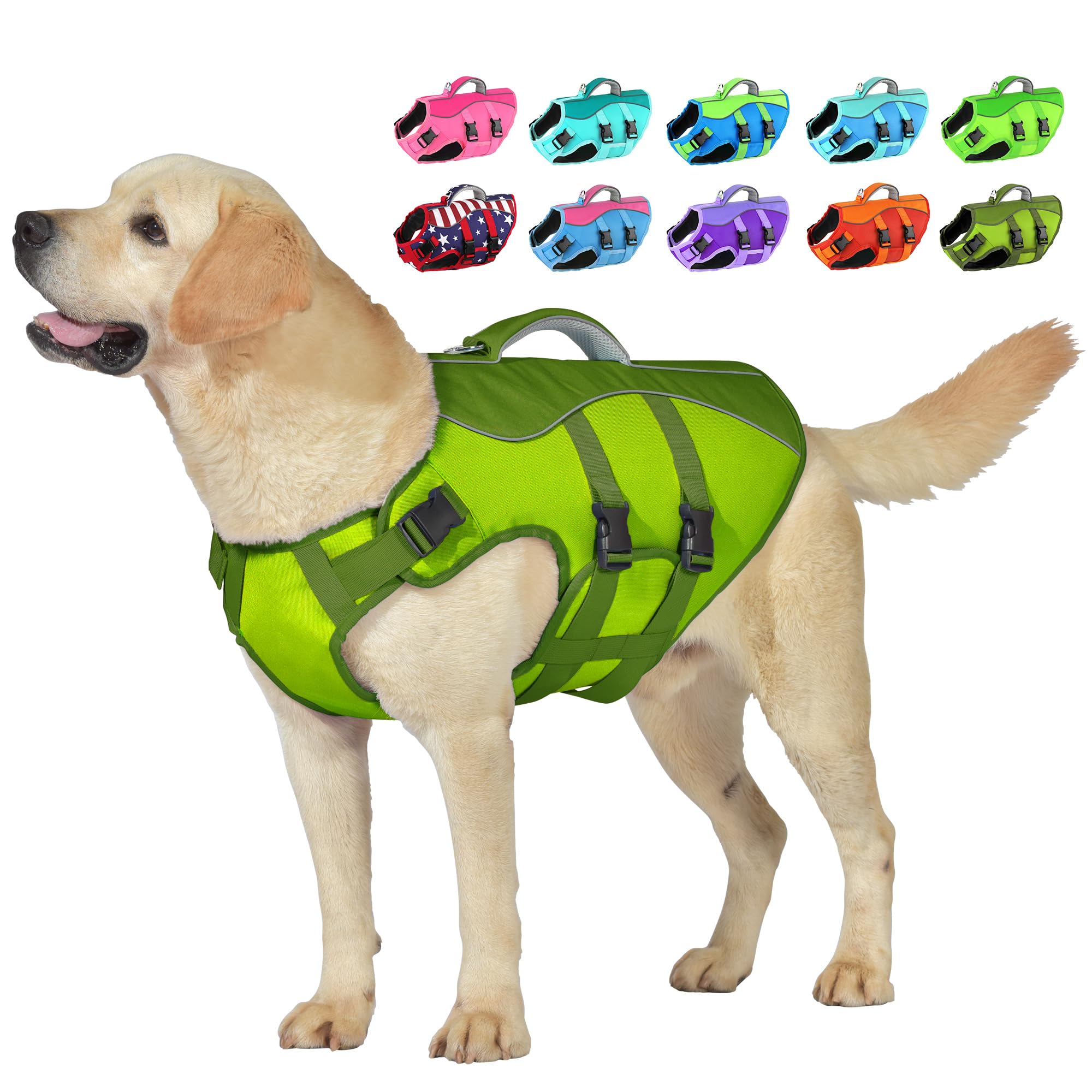 Gilet Petglad avec poignée pour sortir le chien de l'eau en sécurité.