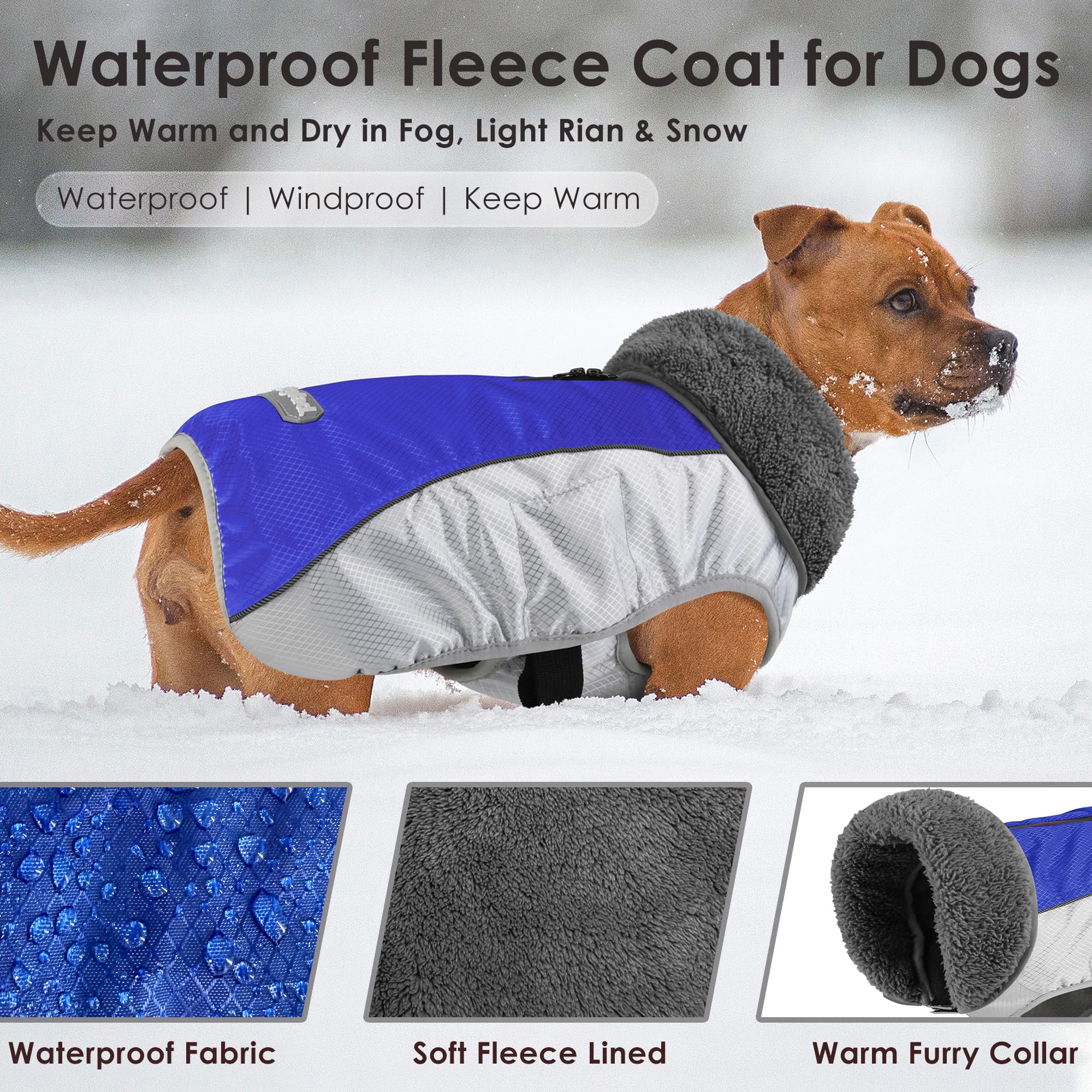 Petglad manteau chien doublure polaire épaisse pour chaleur douce.