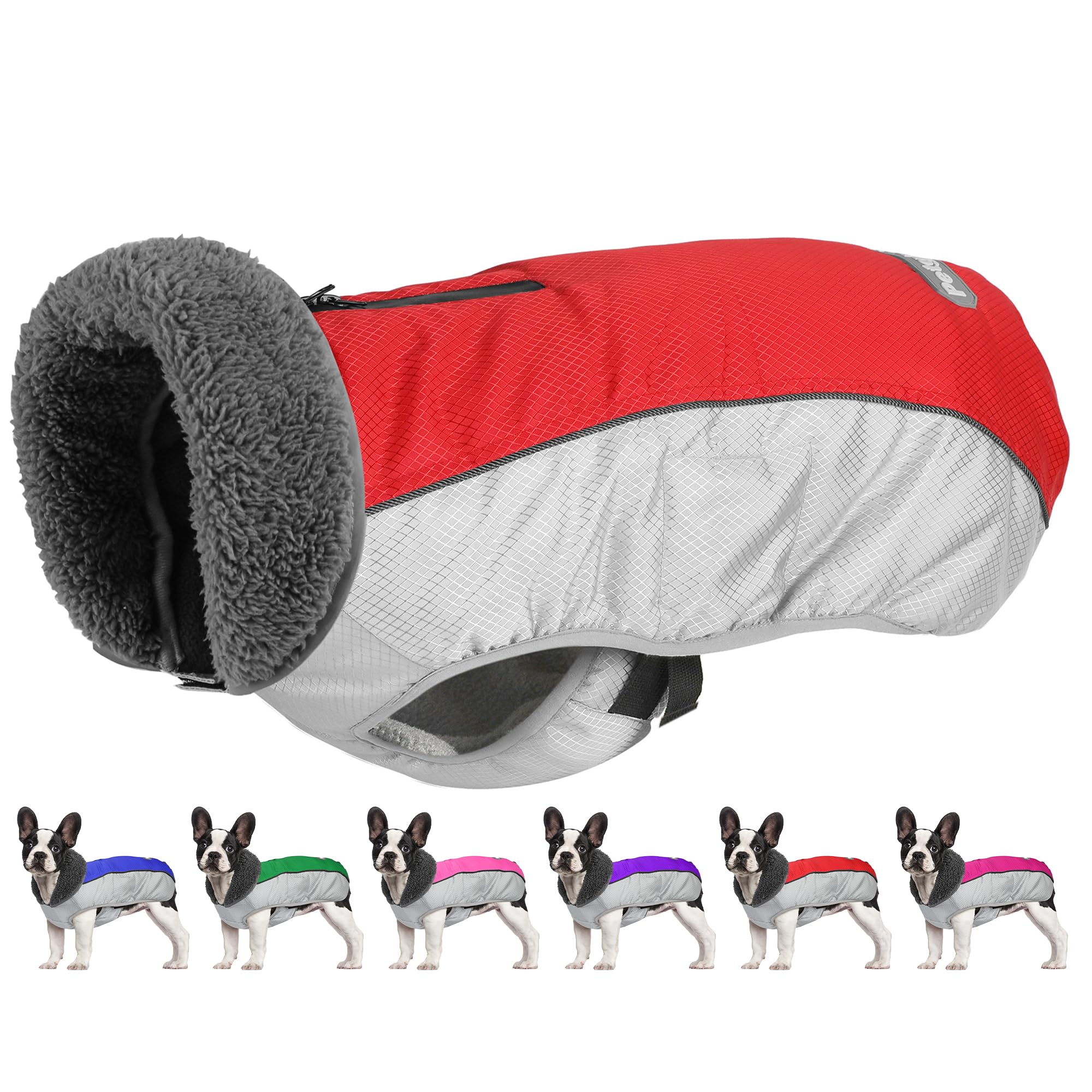 Manteau Petglad imperméable rouge, vue avant pour sorties neige.