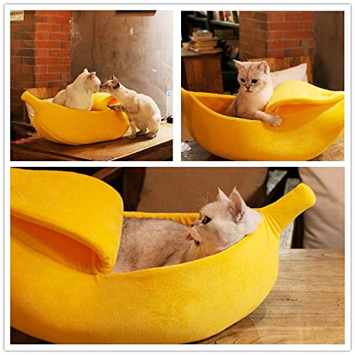 Confort et repos grâce au douillet lit-banane Petgrow.