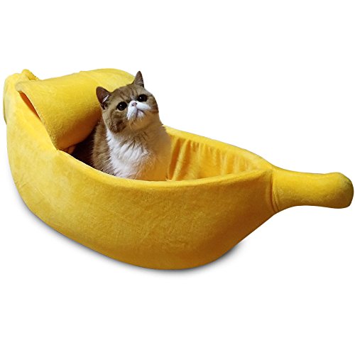 Lit banane Petgrow extralarge pour chats, espace cosy et sûr.
