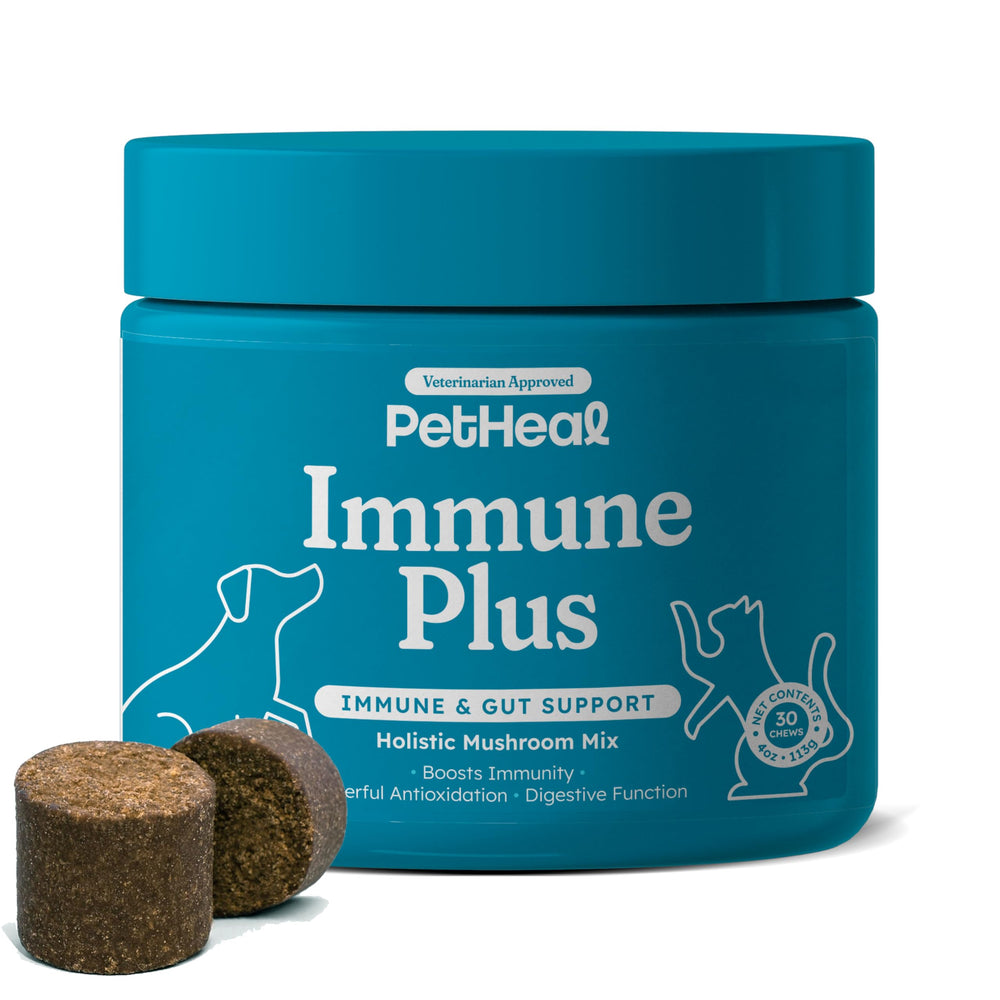 PetHeal Immune Plus – boîte du produit, soutien immunitaire potentiel pour chiens.
