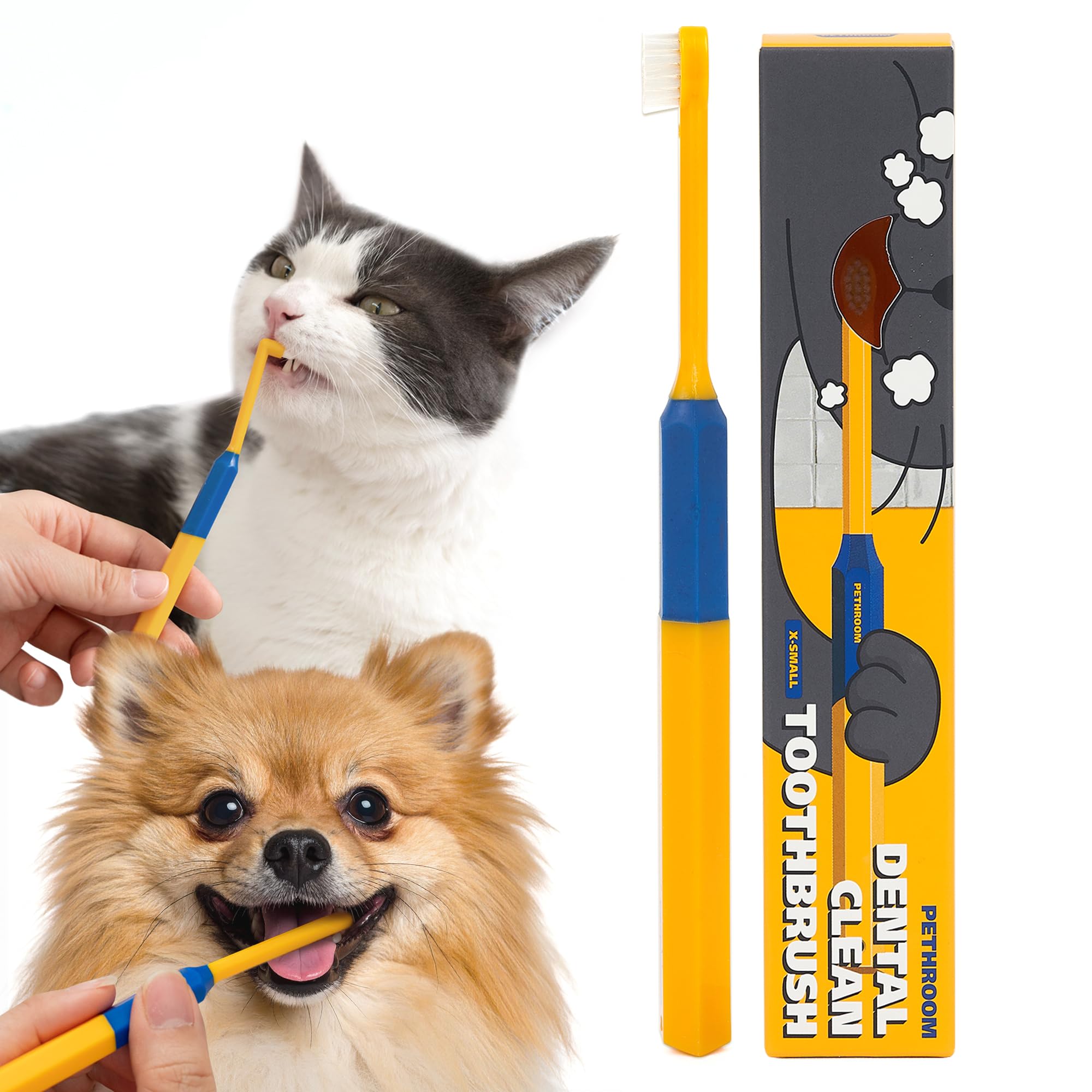 Brosse dentaire PETHROOM pour chat avec poignée ergonomique.