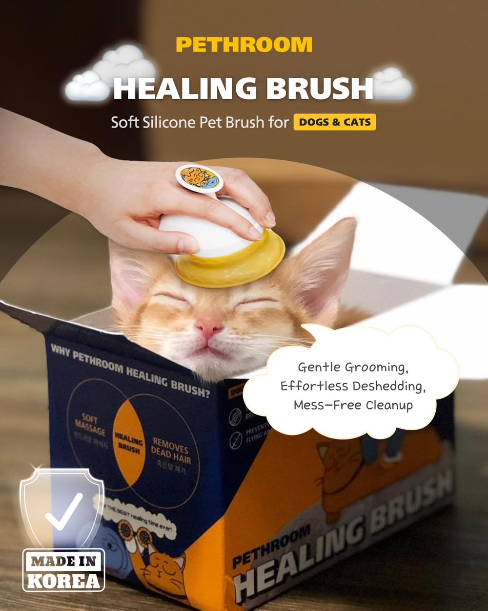 PETHROOM Brosse silicone chat – démêlage léger et efficacité sur poils