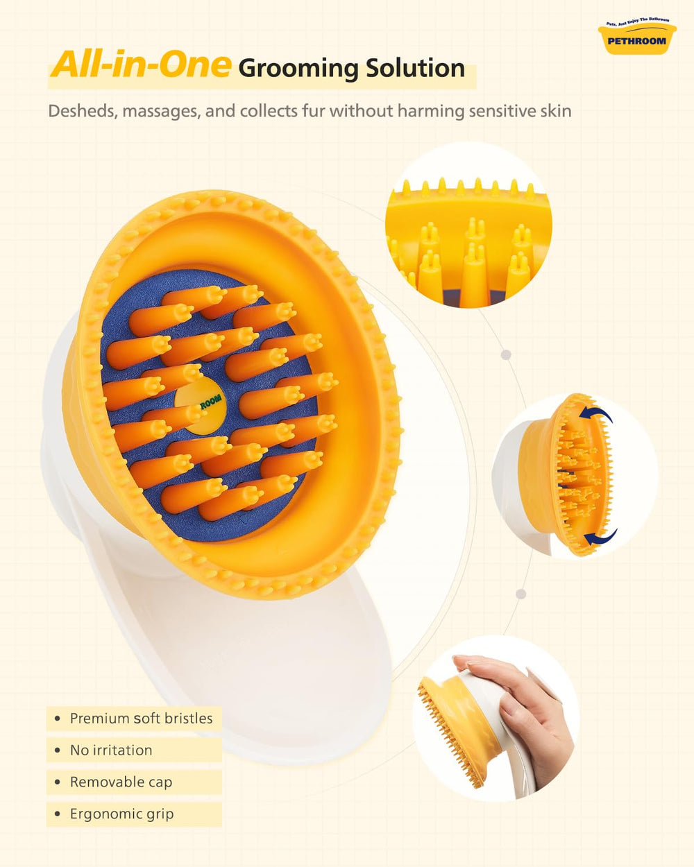 PETHROOM Brosse silicone chat – massage relaxant pendant le grooming