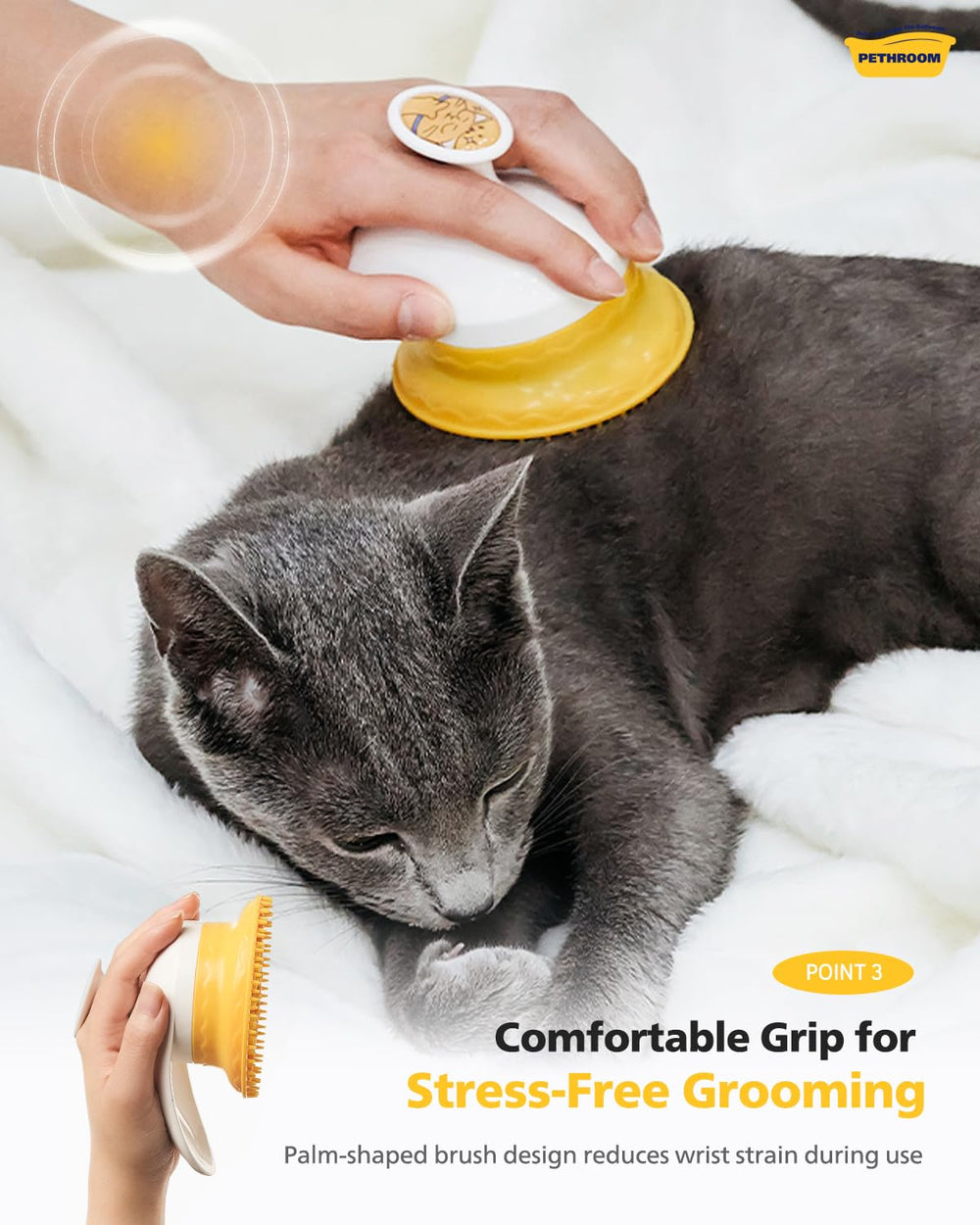 PETHROOM Brosse silicone chat – design ergonomique pour grooming fluide