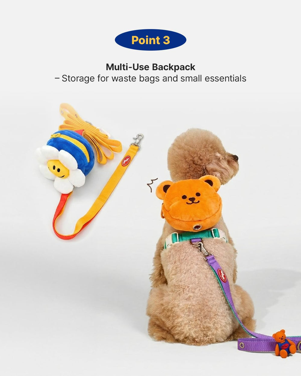 Ensemble harnais-laisse-sac PETHROOM Wiggle pour chien, sortie facilitée.