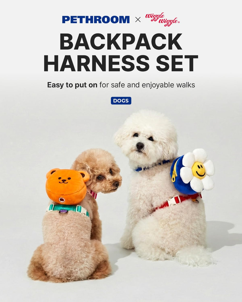 PETHROOM Wiggle harnais et laisse pour chien, promenade fluide et sécurisée.