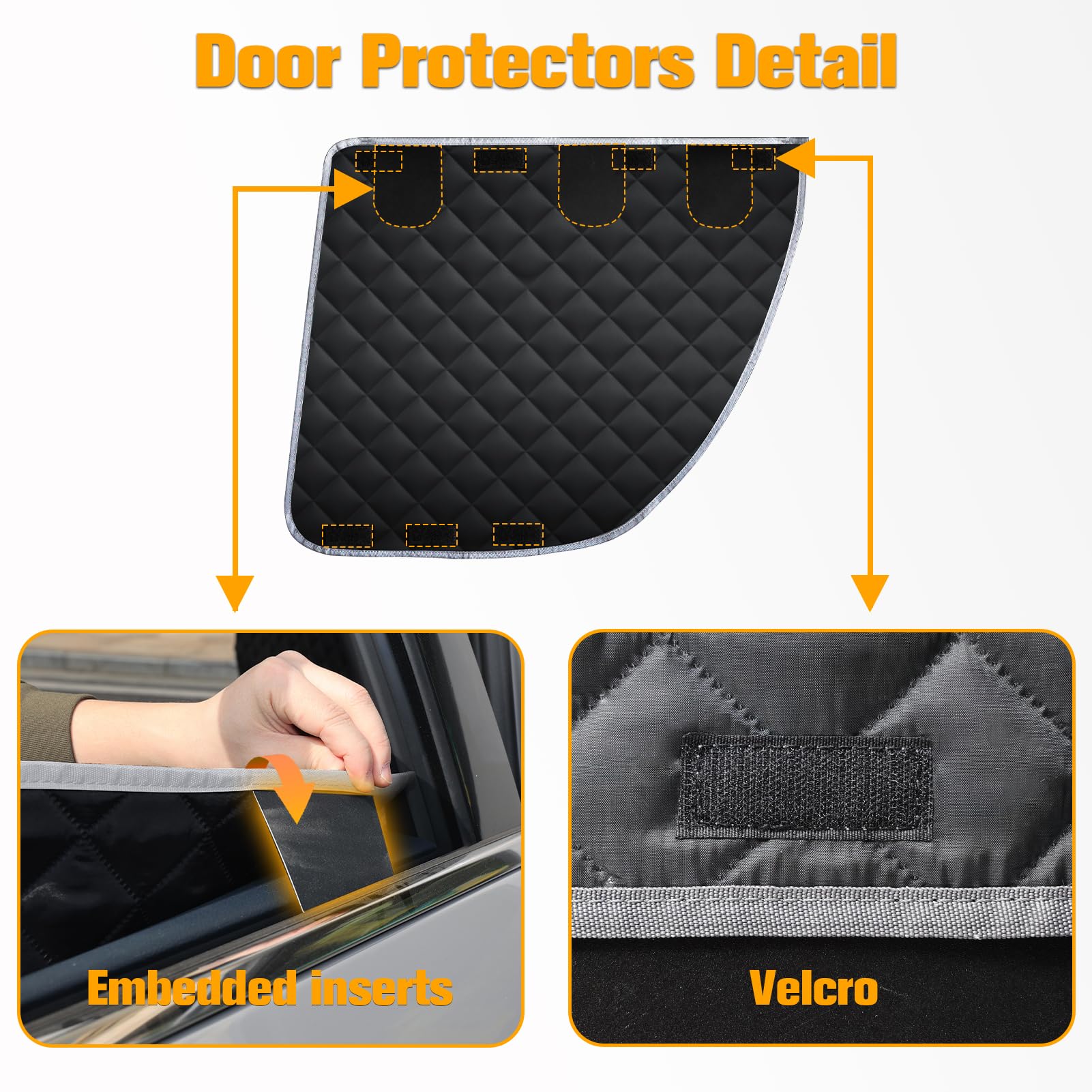 PETICON protection dossier et appui-tête intégré — couverture complète sans gêner les ceintures.