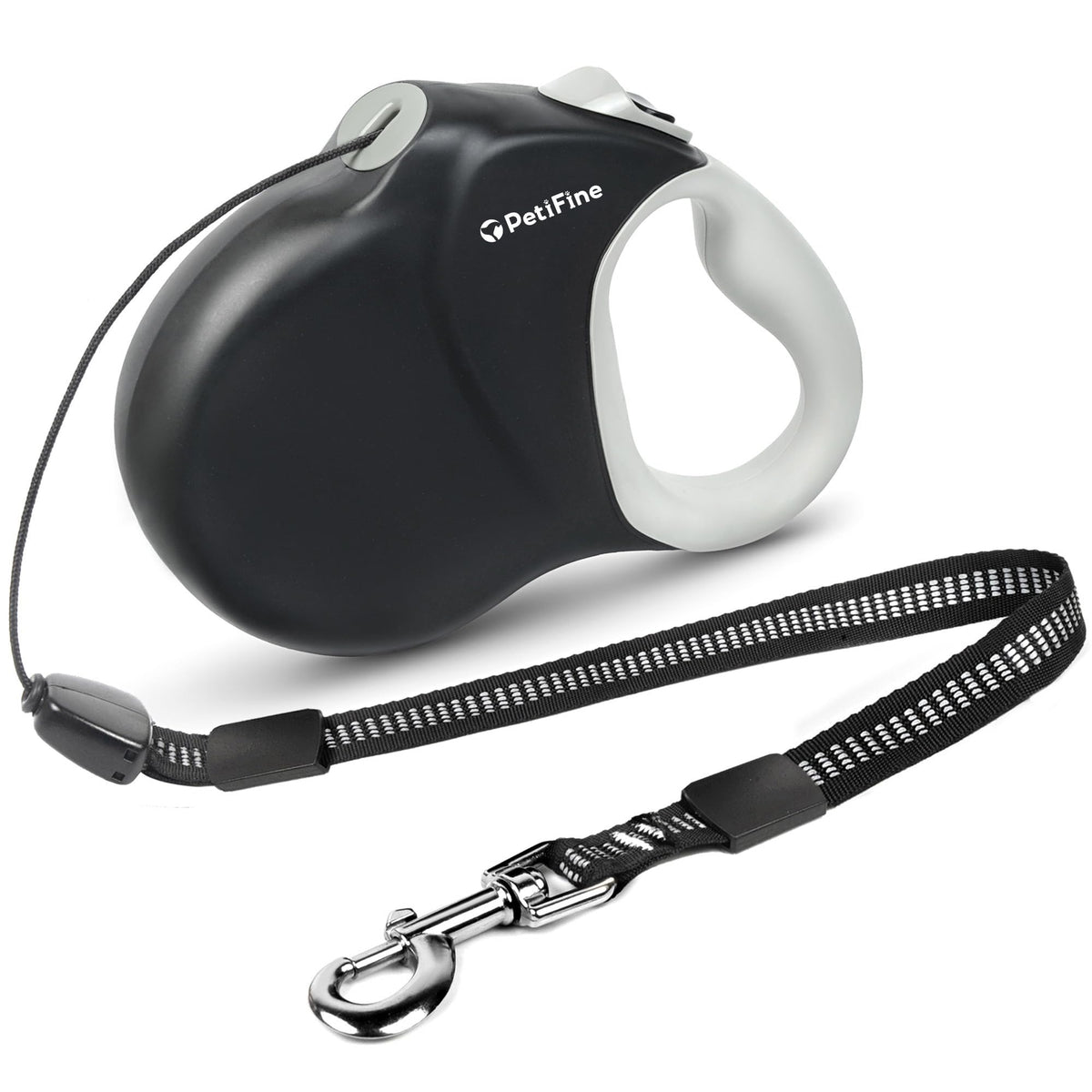 PetiFine laisse rétractable avec corde nylon longue pour liberté maîtrisée.