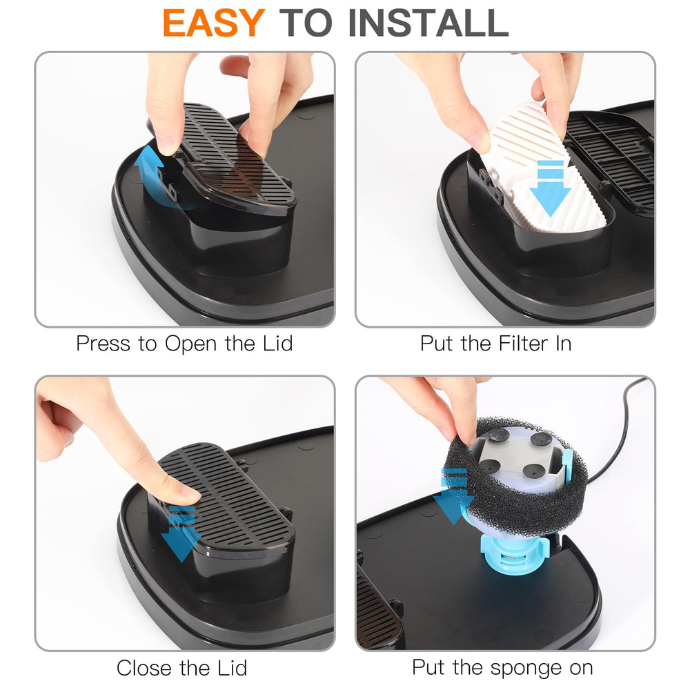 Emballage Petilog: pack de 4 filtres et 4 éponges pour fontaine chat.
