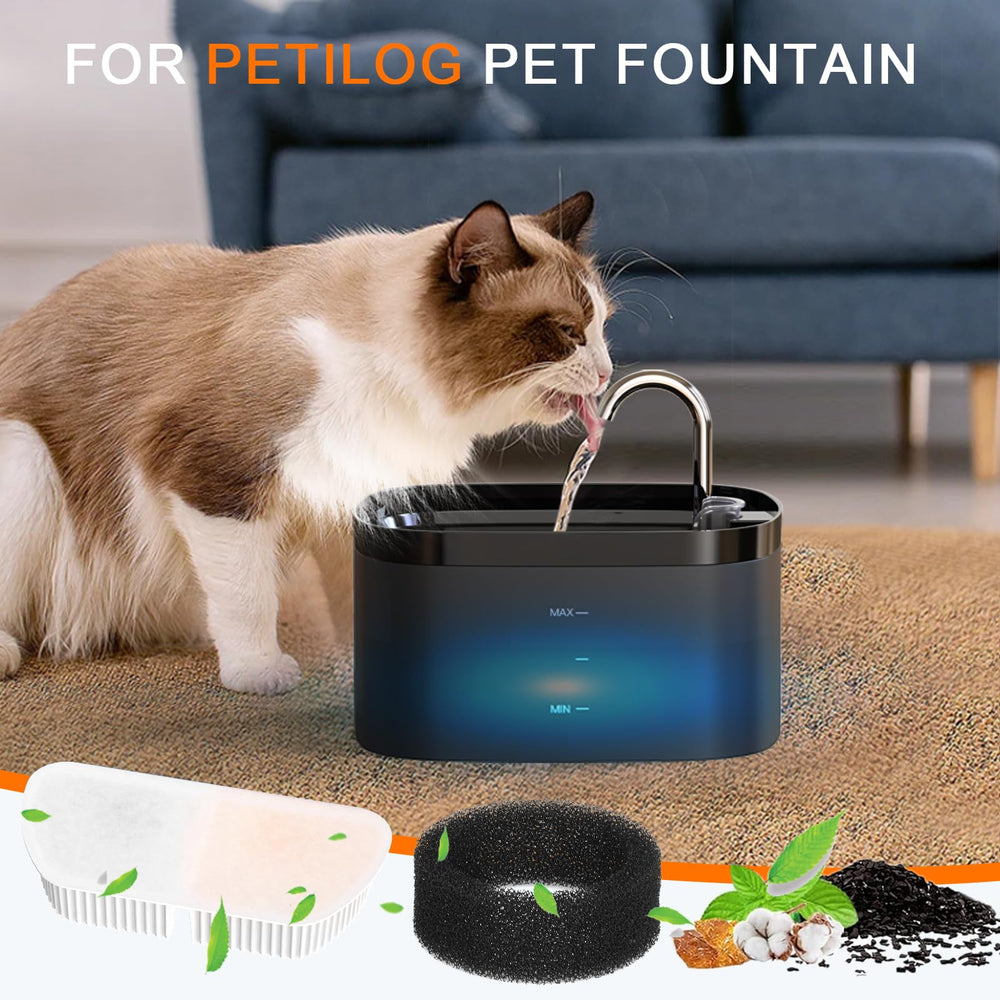 Éponges Petilog pour fontaine chat 84oz, filtration efficace.
