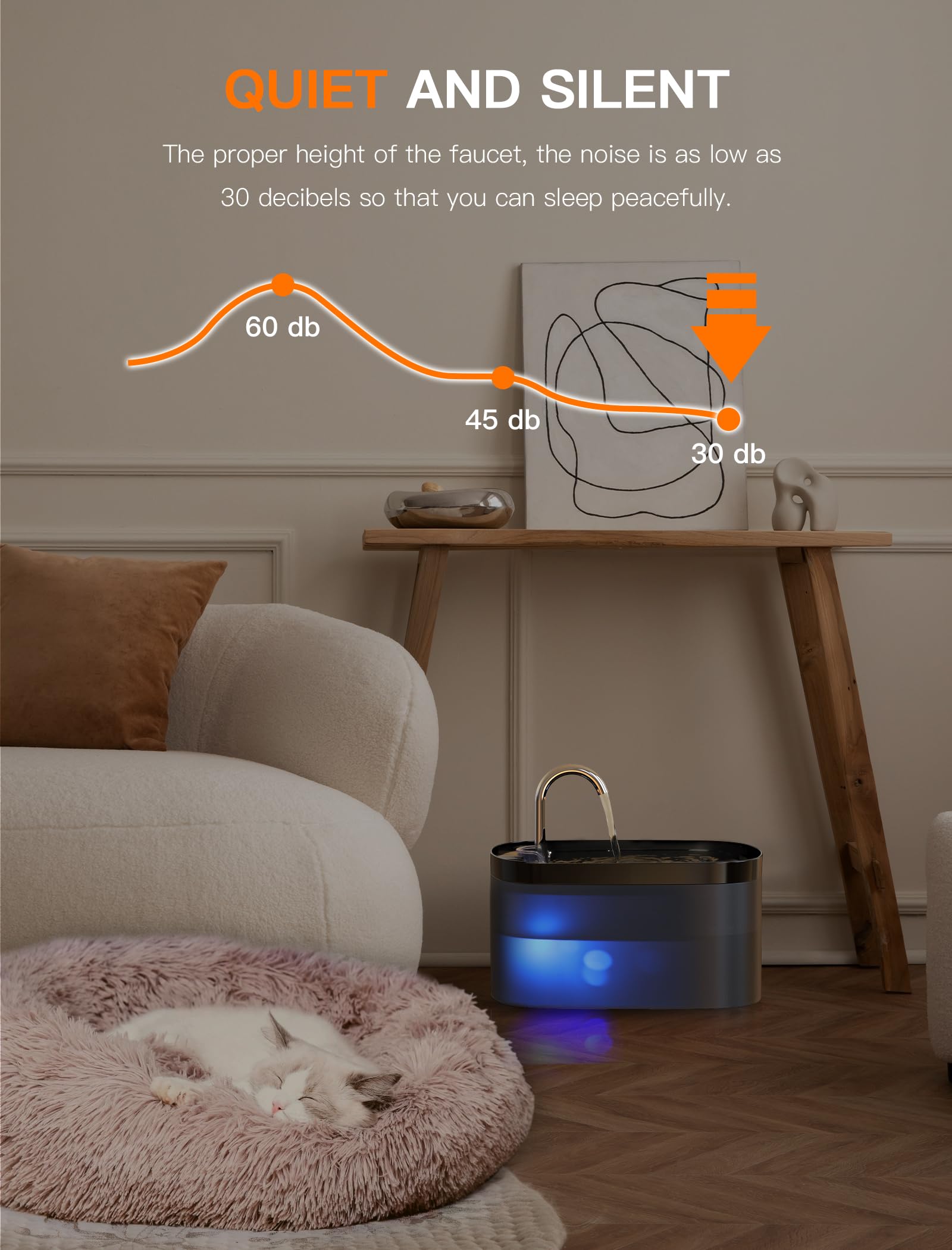 Capacité 2,5 L réduit les remplissages fréquents pour plusieurs chats.