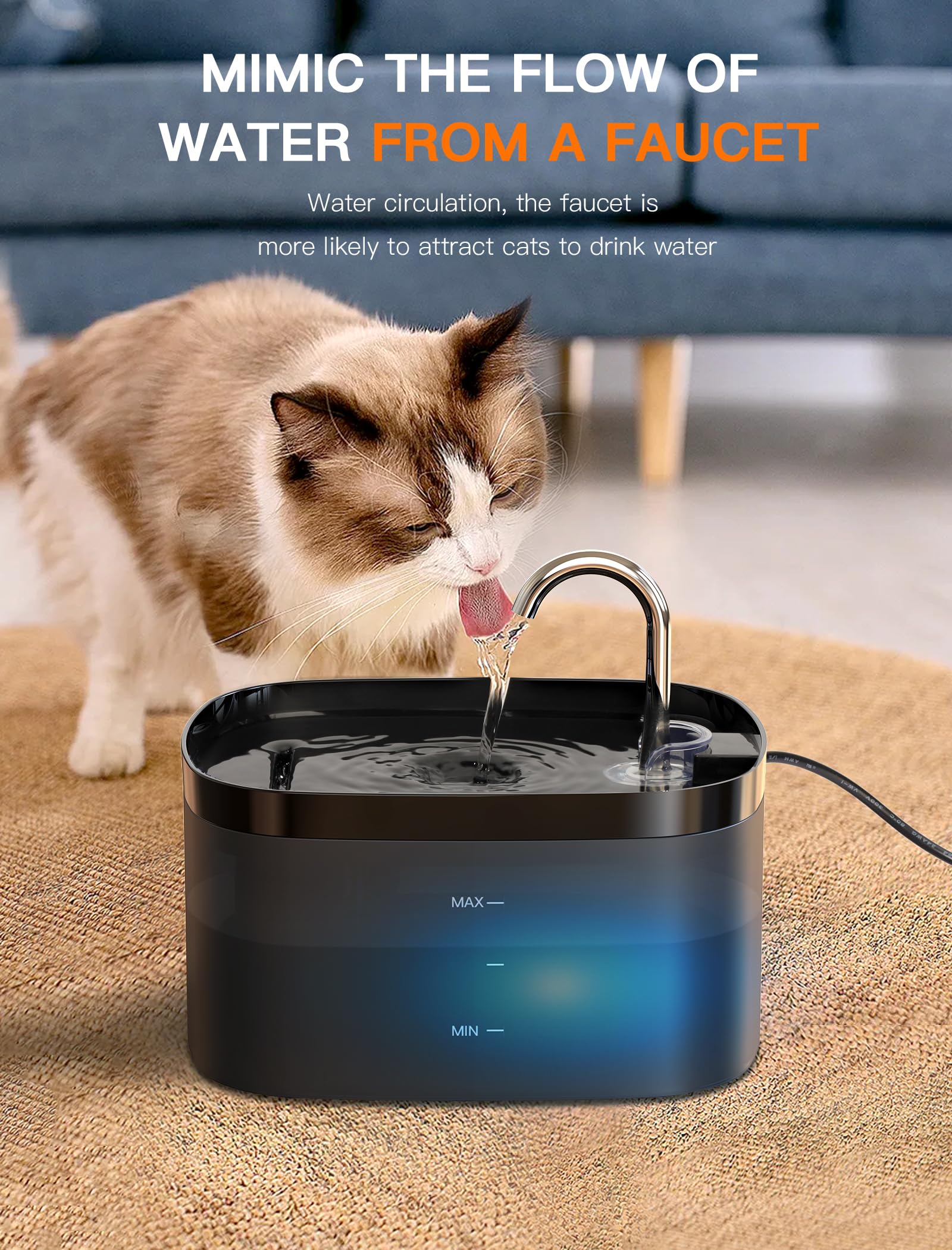 Pompe ultra silencieuse Petilog apaise l environnement nocturne des chats.