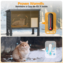 PETIMBER - Abri-chat extérieur imperméable, refuge fiable contre la pluie.