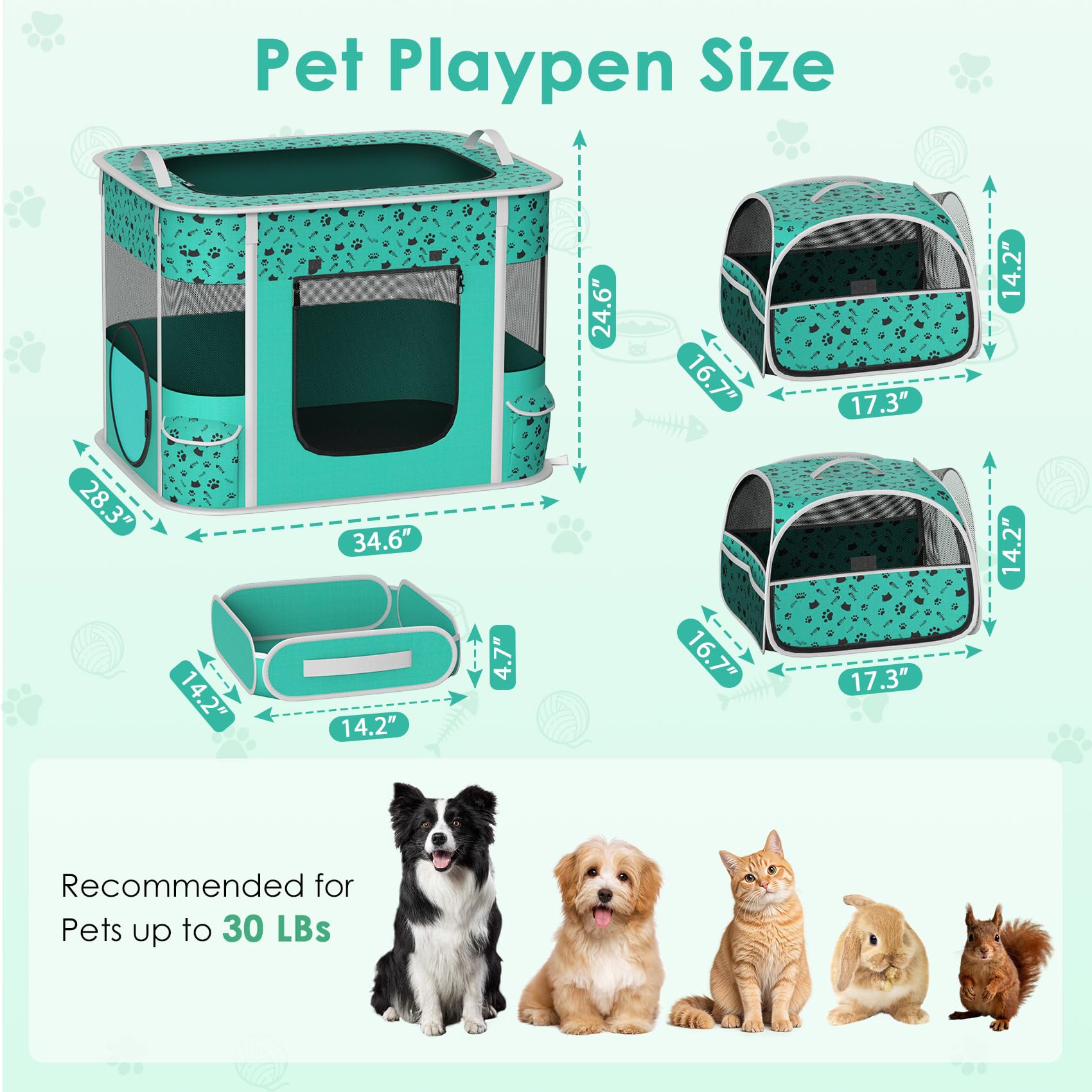 PETIMBER Sac de rangement et poches latérales gardent les accessoires accessibles.
