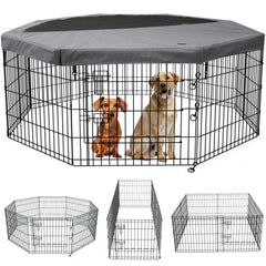 Enclos PETIME pliable pour chien avec couverture supérieure et montage rapide.