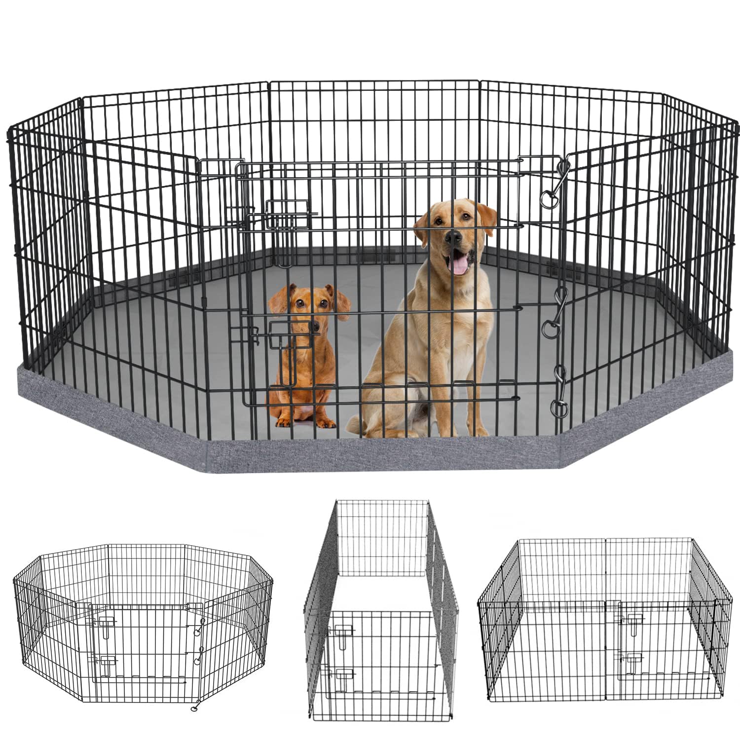 PETIME enclos pliable pour chien, ensemble de 8 panneaux, facile a assembler.