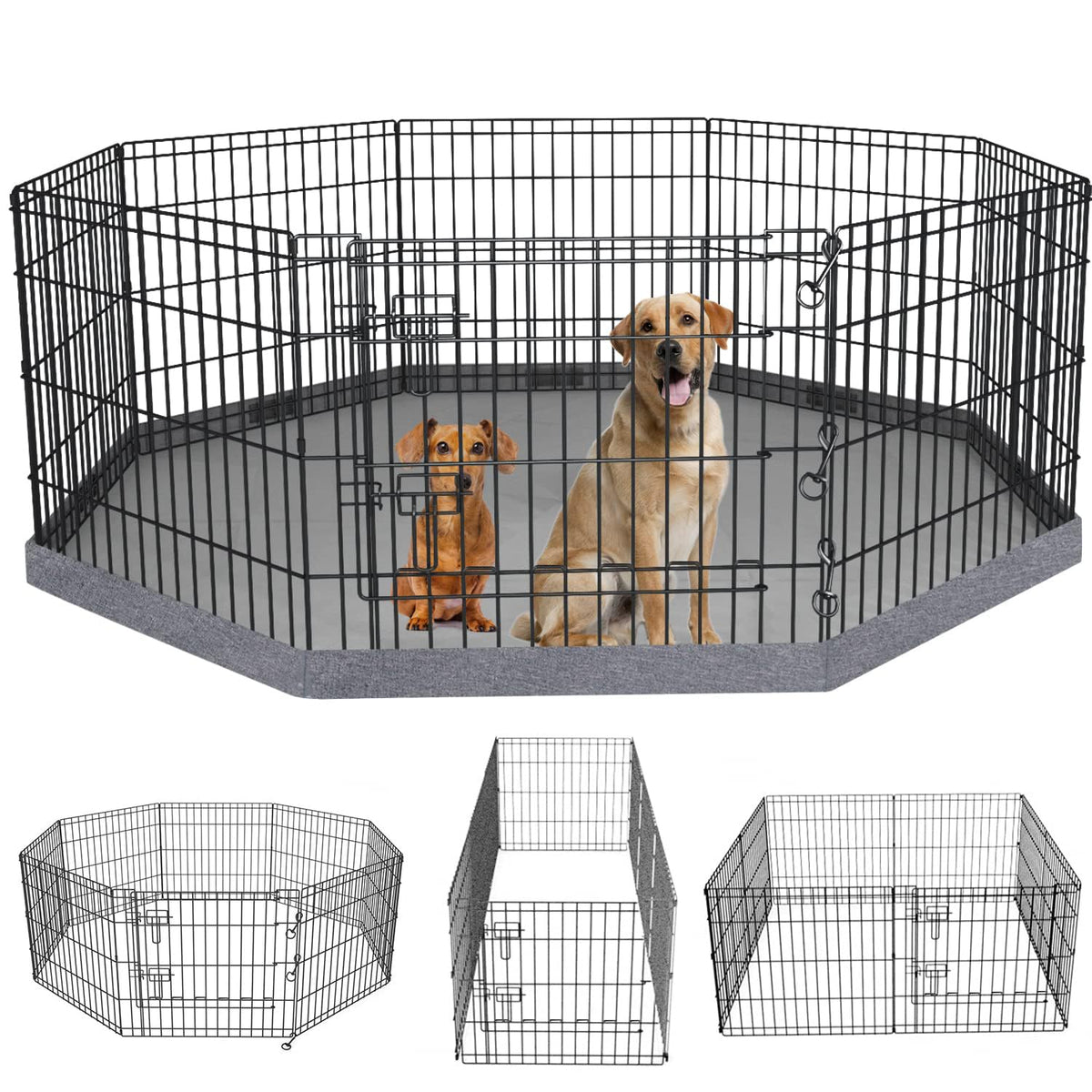 PETIME enclos pliable pour chien, ensemble de 8 panneaux, facile a assembler.