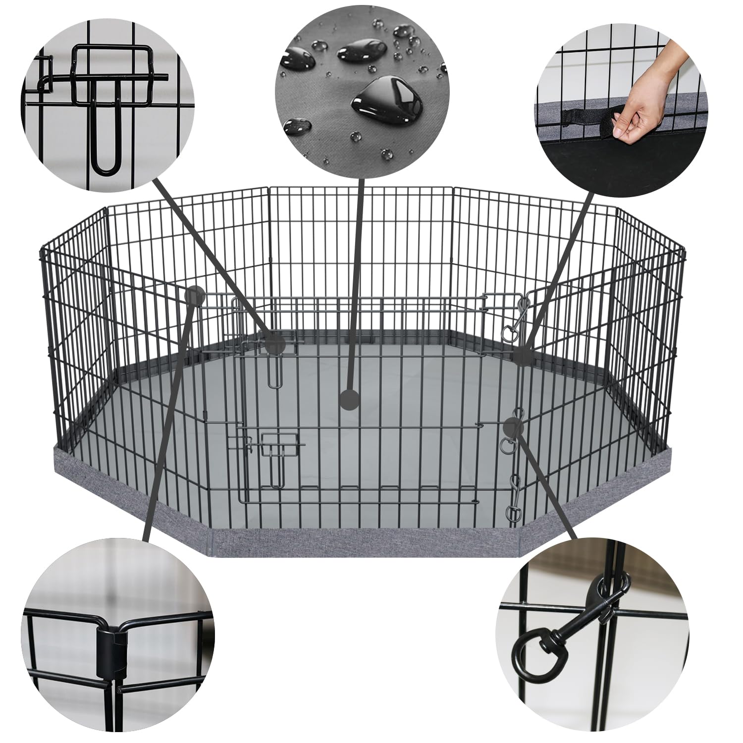 PETIME enclos chien, structure metal durable, prêt pour l'extérieur.