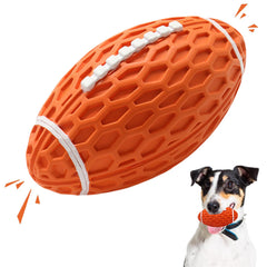 Petinstinct balle caoutchouc siffante orange, stimulation auditive pendant le jeu.