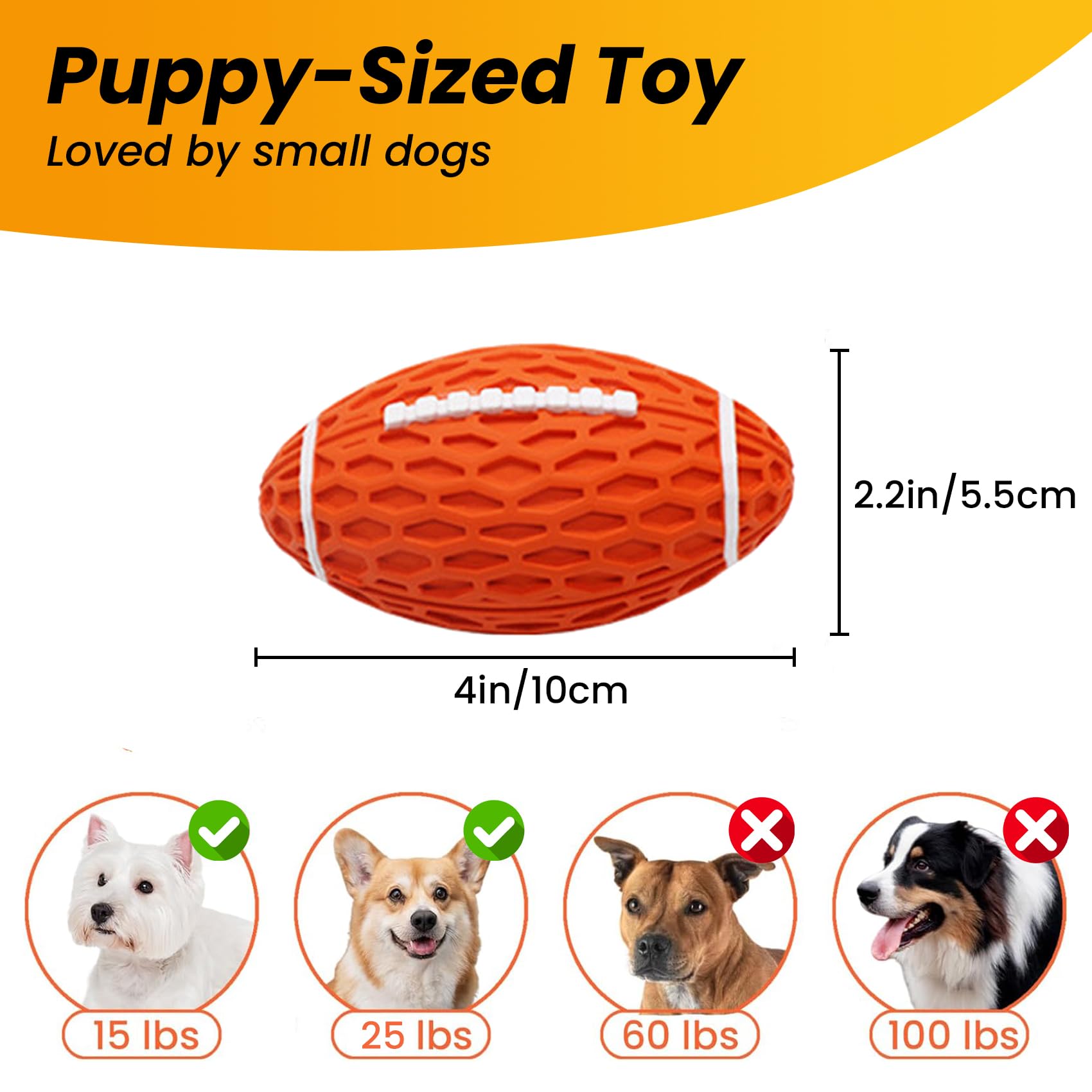 Petinstinct balle chien durable caoutchouc naturel petit, résiste aux mordillages quotidiens.