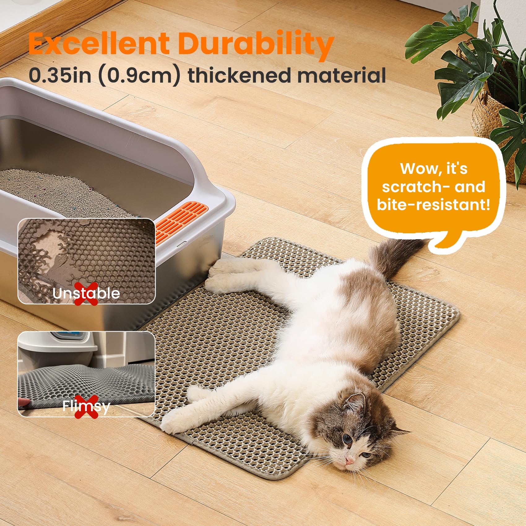 Base anti-glisse Petinstinct assure que le tapis reste en place même en mouvement.