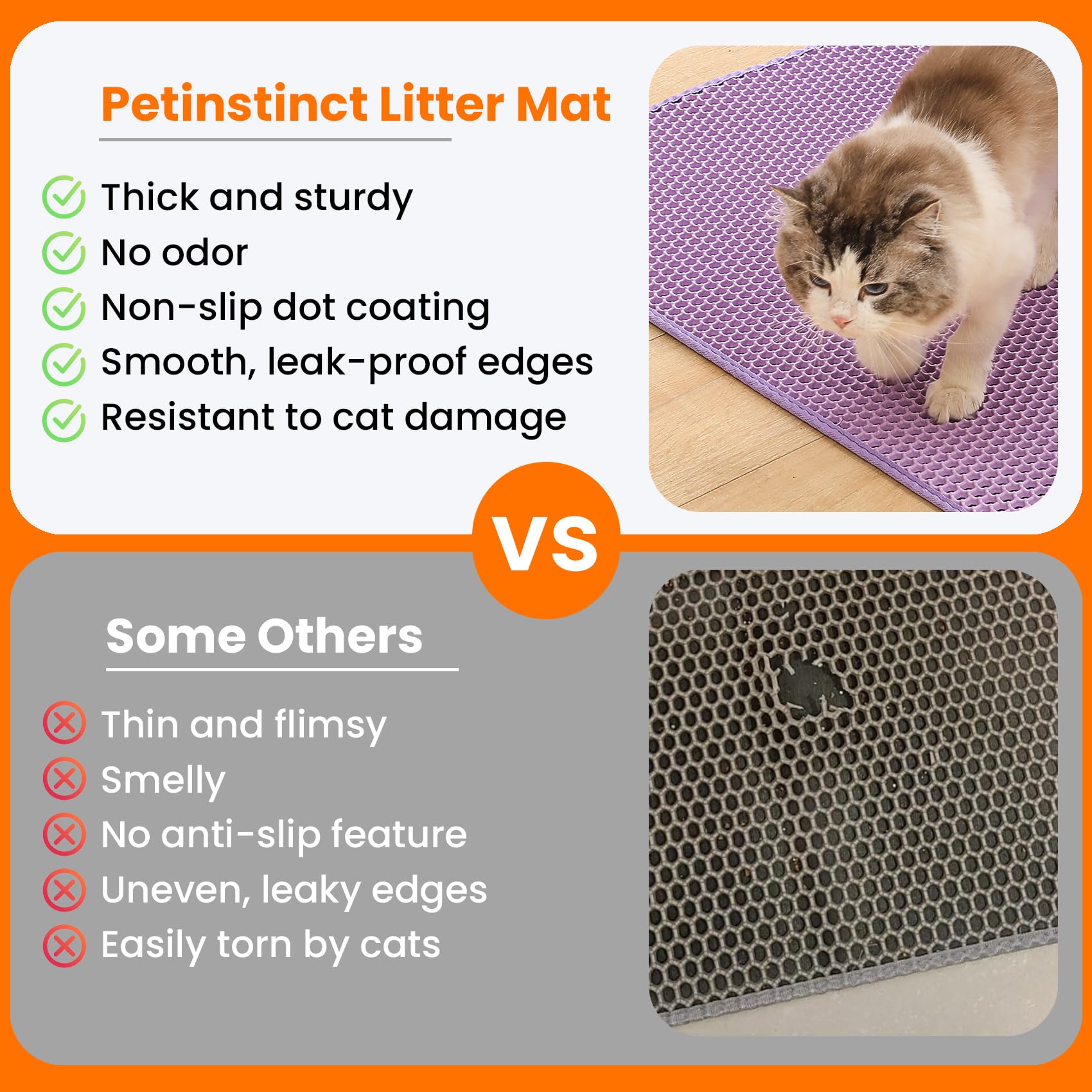 Nettoyage rapide avec le tapis Petinstinct et réutilisation sans effort.