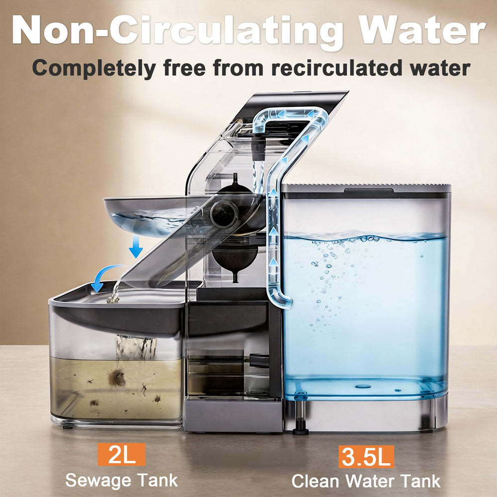 Réapprovisionnement automatique Petinstinct, eau en continu.