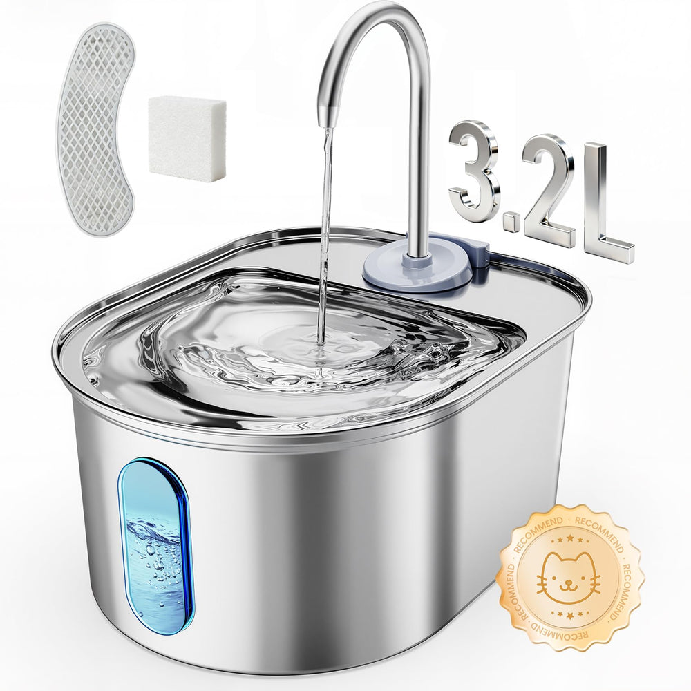 Petinstinct fontaine en acier inoxydable, capacité 3,2 L, idéale pour l'hydratation continue des chats