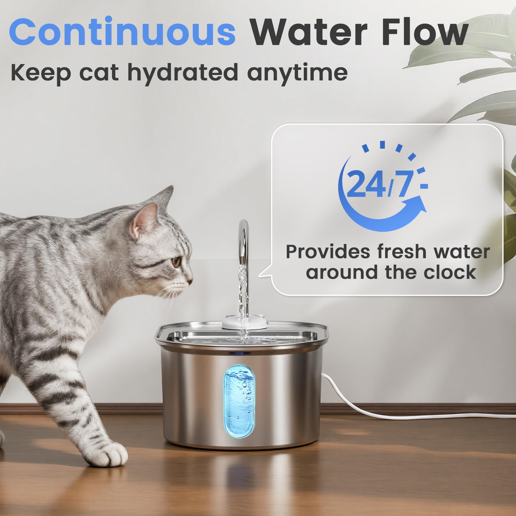 Petinstinct pompe silencieuse intégrée pour une hydratation calme des animaux