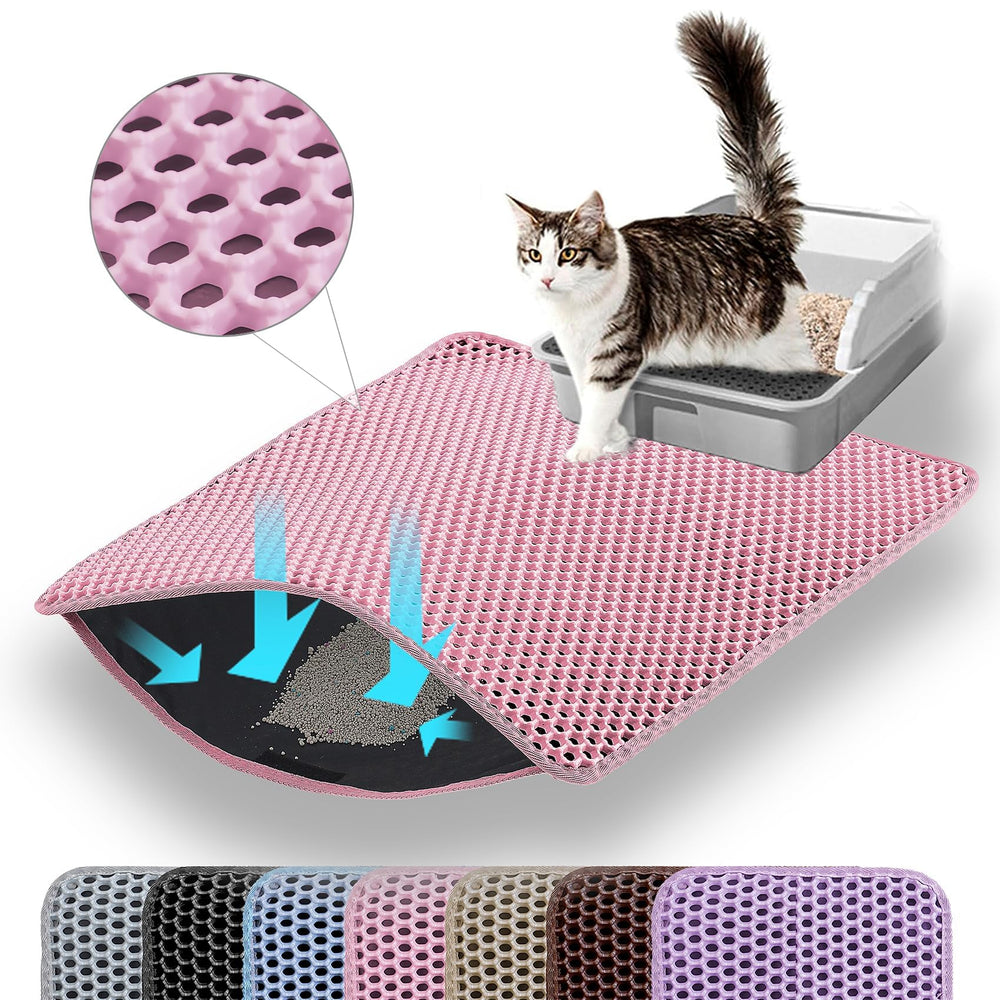 Tapis Petinstinct 20x14 po nid dabeille rose capture poussière et protège le sol.
