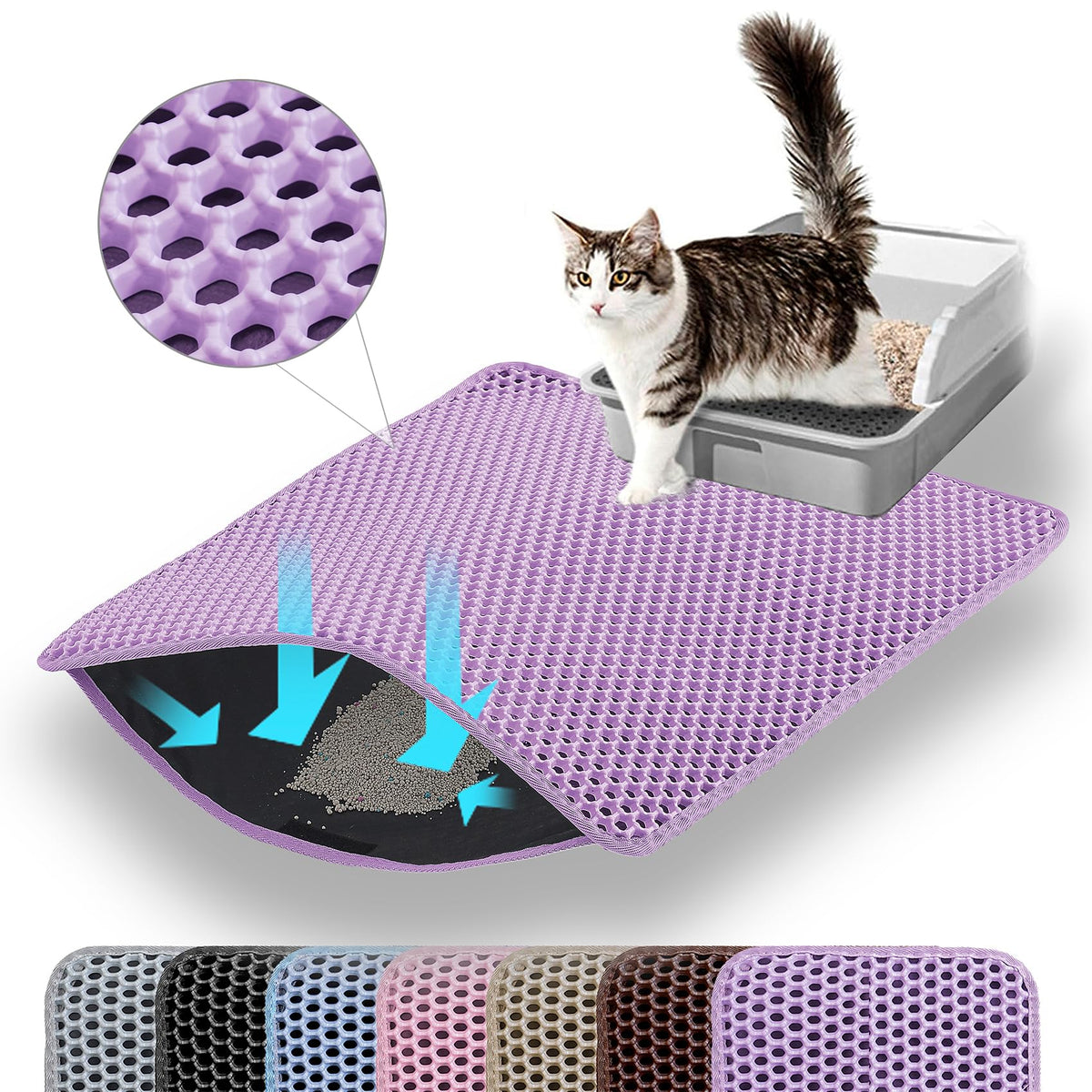 Tapis Petinstinct 30x22 pouces violet capte débris et garde le sol propre.