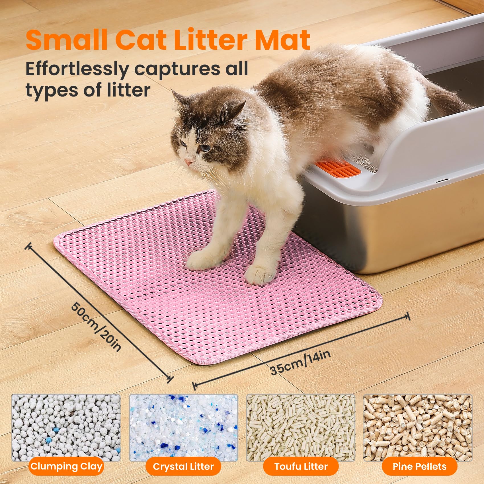 Tapis Petinstinct anti-dérapant rose, garde le tapis en place et évite les coulures.
