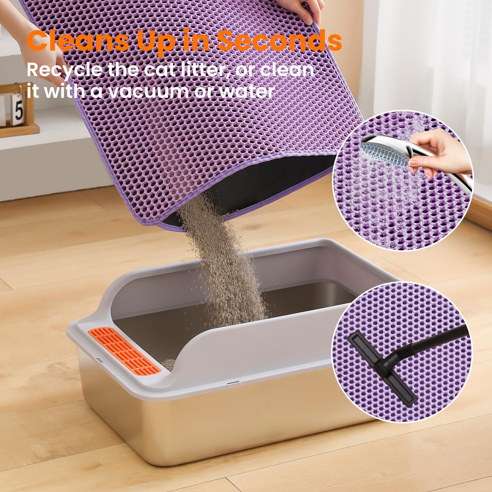 Petinstinct Tapis Litière Chat antiderapant reste en place meme en mouvement.