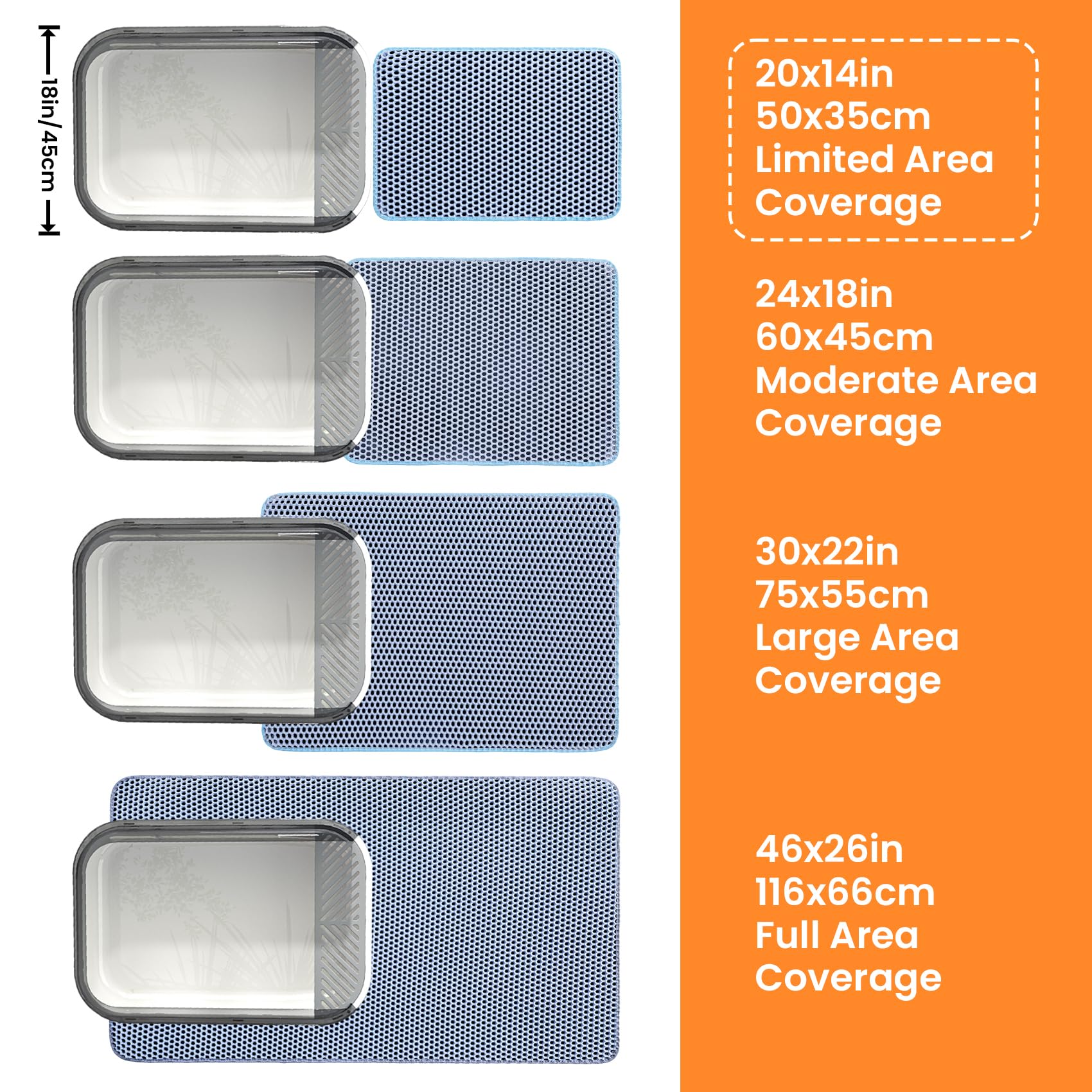 Convient comme tapis d’appoint près de la litière pour minimiser les traces.