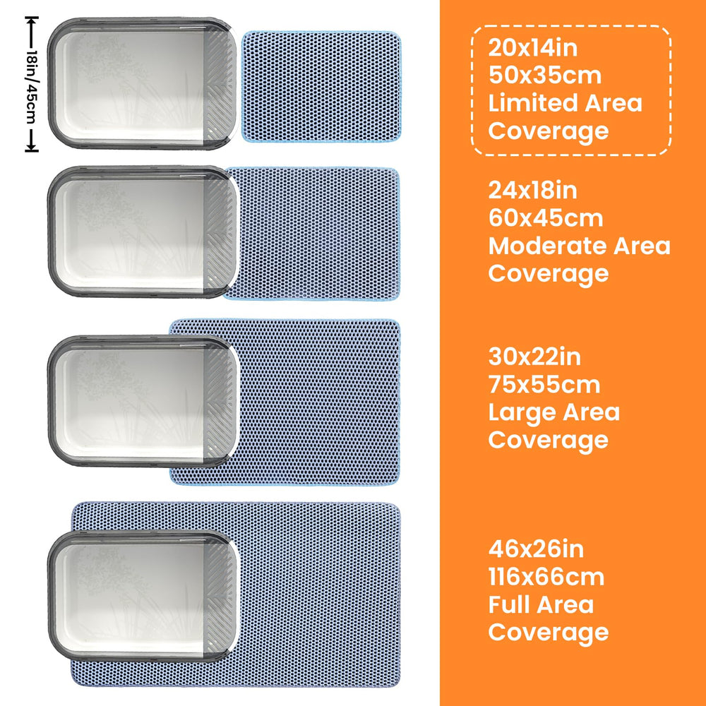 Convient comme tapis d’appoint près de la litière pour minimiser les traces.