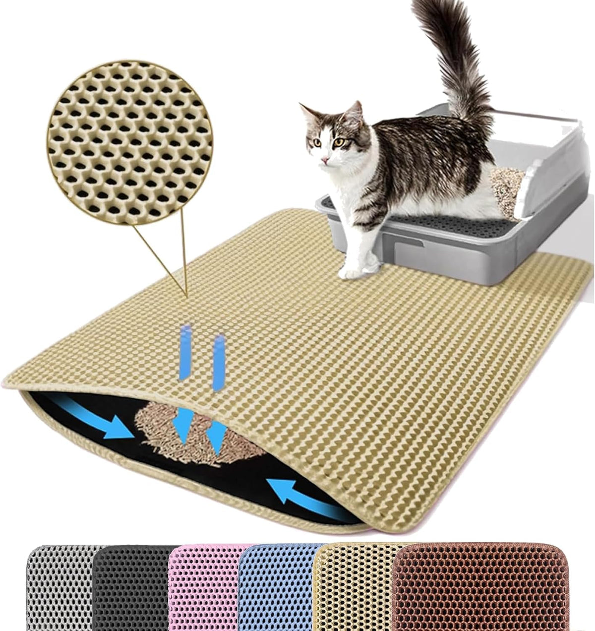 Petinstinct Tapis Litière Chat vue d ensemble, capte les débris pour sols propres