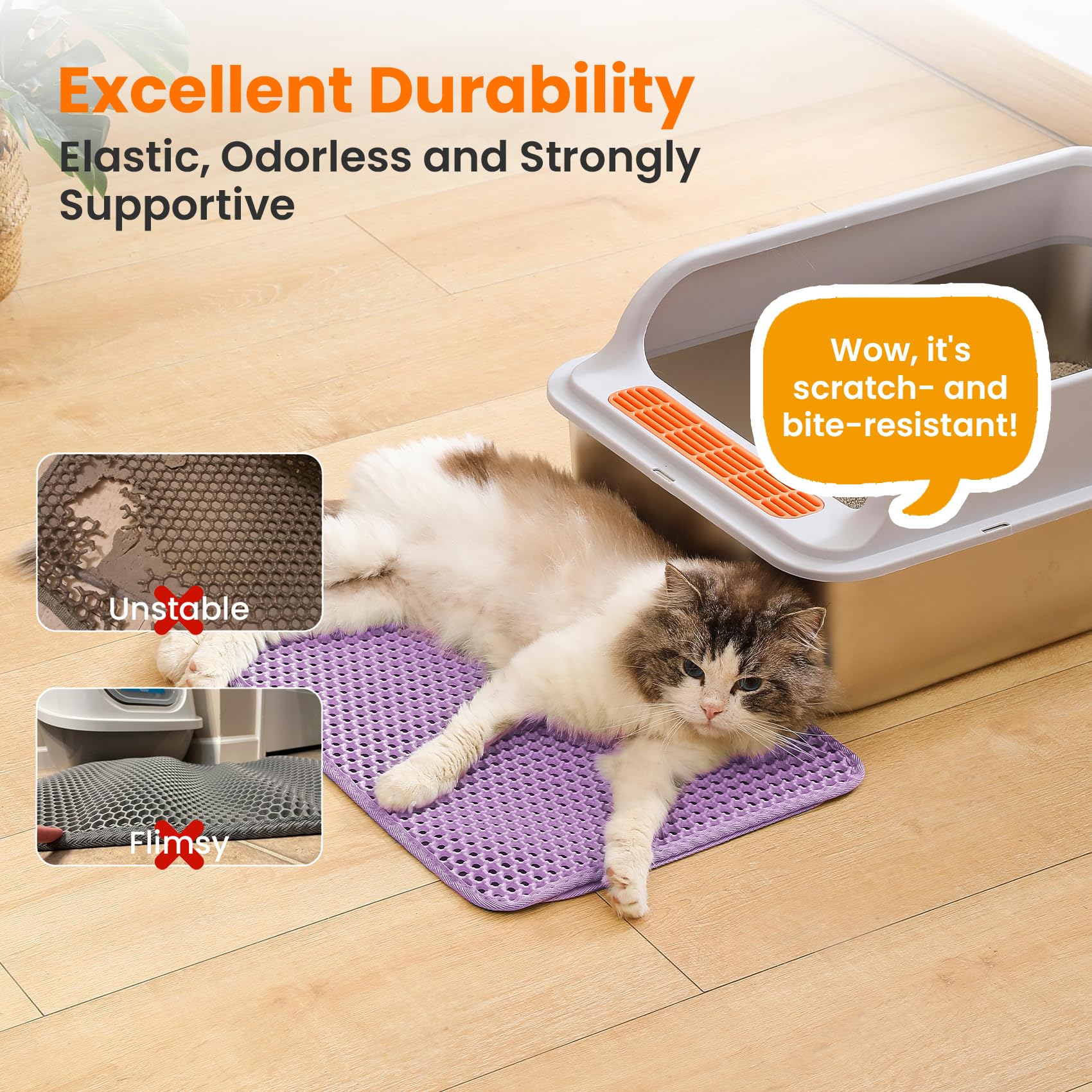 Petinstinct Tapis Litière Chat EVA durable assure longue vie et confort.