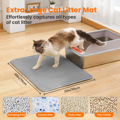 Tapis Petinstinct gris extralarge, nid-d'abeilles, structure efficace pour retenir les débris.