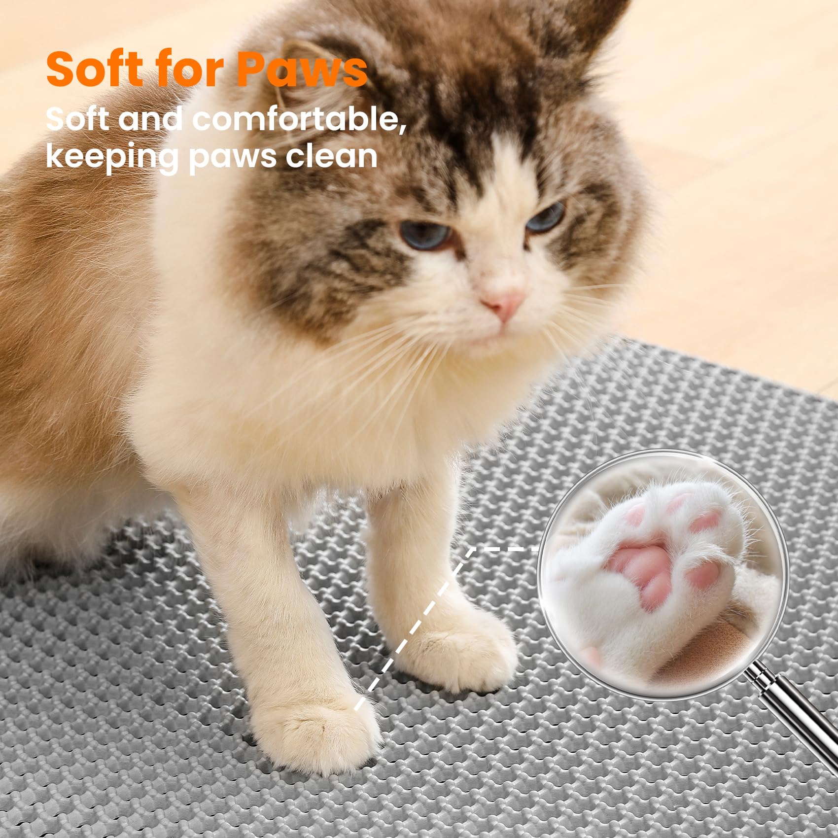 Tapis Petinstinct gris, résistant aux griffes et morsures, conçu pour durer.