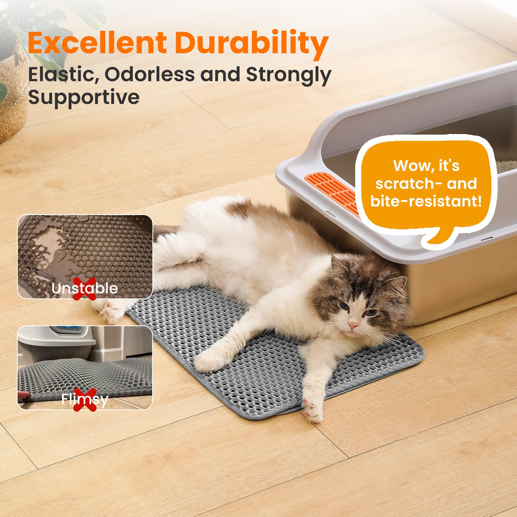 Petinstinct tapis litiere chat Nettoyage Facile, rinçage rapide apres usage