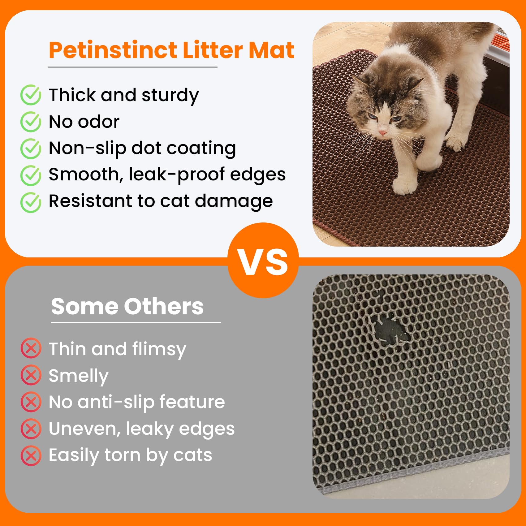 Petinstinct tapis-litiere chat niddabeilles haut: capte les poussières près de l’entrée.